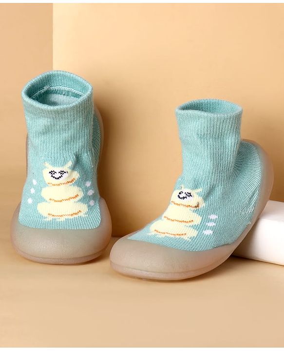 Cute Walk by Babyhug Slip on Sock Shoes With Caterpillar Design - Green