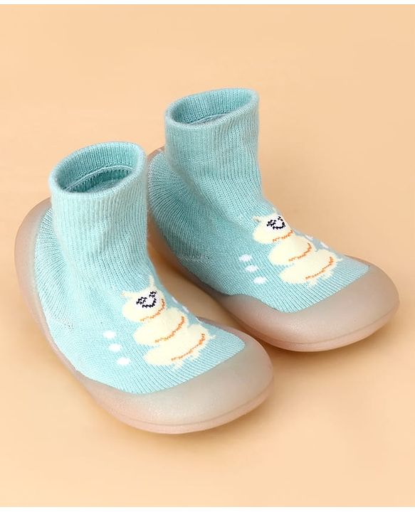 Cute Walk by Babyhug Slip on Sock Shoes With Caterpillar Design - Green