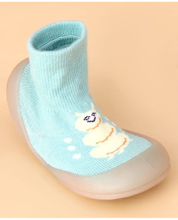 Cute Walk by Babyhug Slip on Sock Shoes With Caterpillar Design - Green
