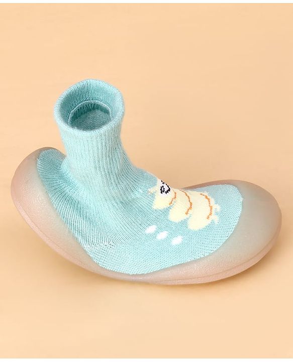 Cute Walk by Babyhug Slip on Sock Shoes With Caterpillar Design - Green