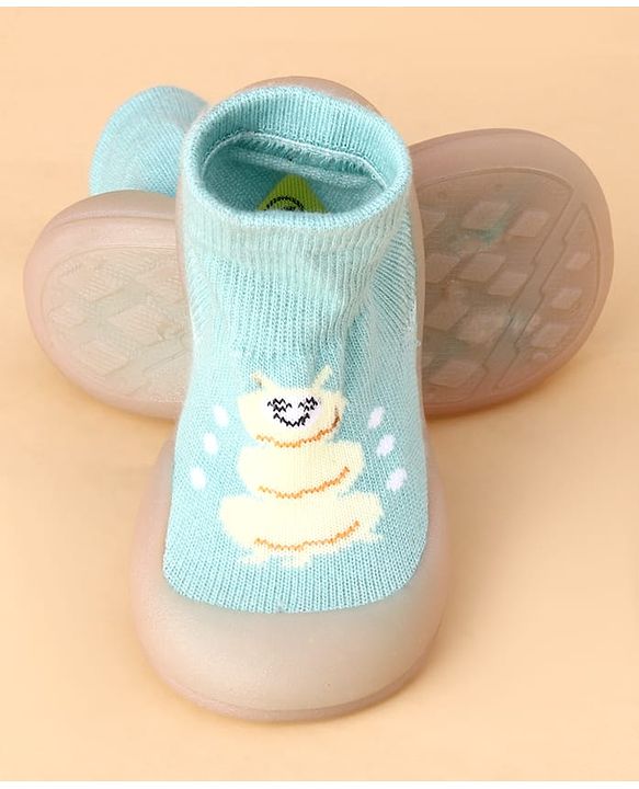Cute Walk by Babyhug Slip on Sock Shoes With Caterpillar Design - Green