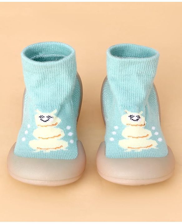 Cute Walk by Babyhug Slip on Sock Shoes With Caterpillar Design - Green