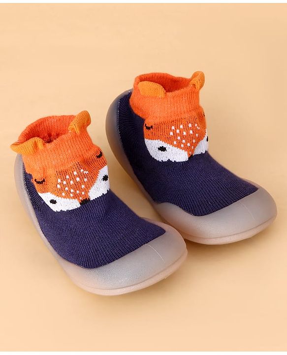 Cute Walk by Babyhug Slip On Sock Shoes With Animal Design - Blue