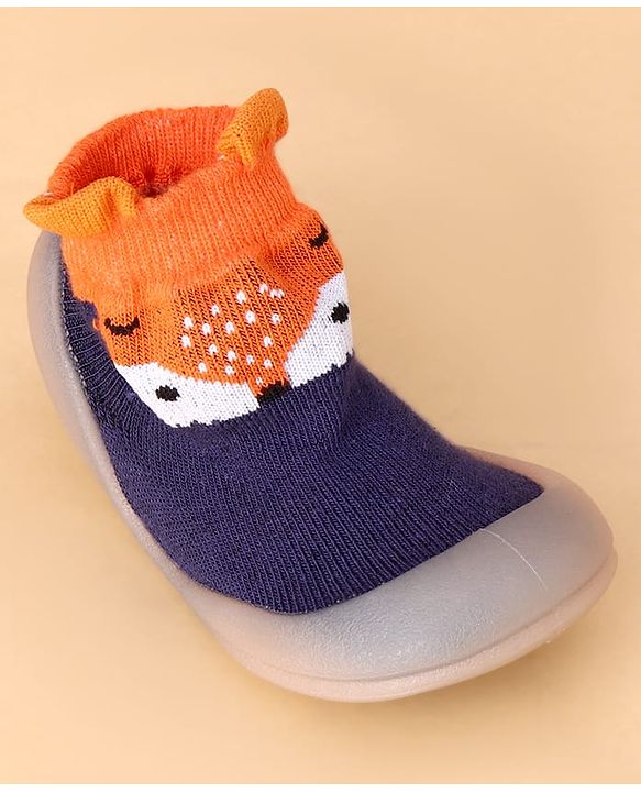Cute Walk by Babyhug Slip On Sock Shoes With Animal Design - Blue