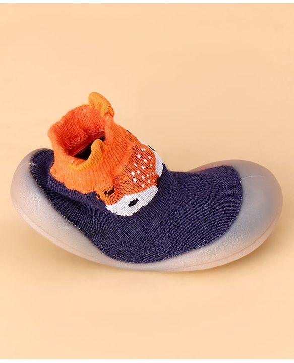 Cute Walk by Babyhug Slip On Sock Shoes With Animal Design - Blue