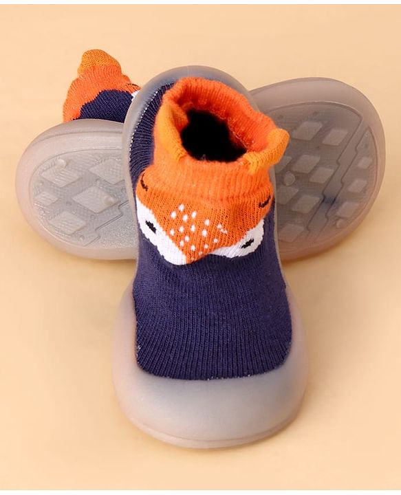 Cute Walk by Babyhug Slip On Sock Shoes With Animal Design - Blue