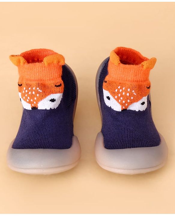Cute Walk by Babyhug Slip On Sock Shoes With Animal Design - Blue
