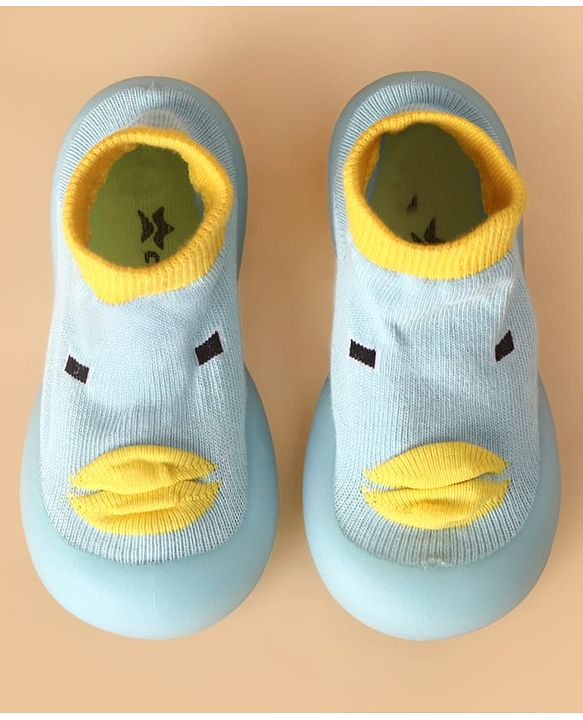 Cute Walk by Babyhug Slip On Sock Shoes with Ducky Design - Light Blue