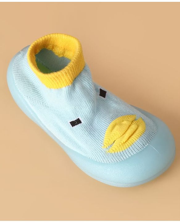Cute Walk by Babyhug Slip On Sock Shoes with Ducky Design - Light Blue