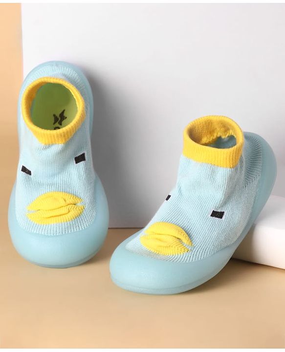 Cute Walk by Babyhug Slip On Sock Shoes with Ducky Design - Light Blue