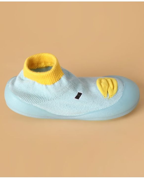 Cute Walk by Babyhug Slip On Sock Shoes with Ducky Design - Light Blue