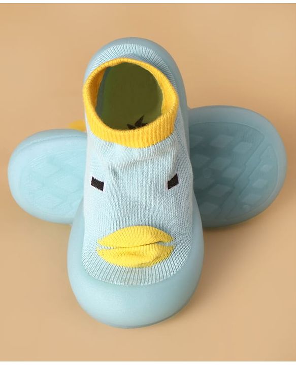 Cute Walk by Babyhug Slip On Sock Shoes with Ducky Design - Light Blue