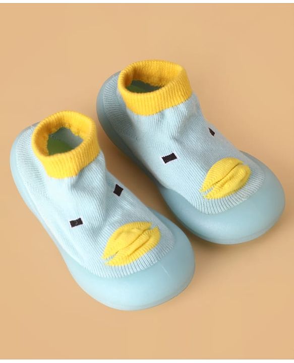 Cute Walk by Babyhug Slip On Sock Shoes with Ducky Design - Light Blue