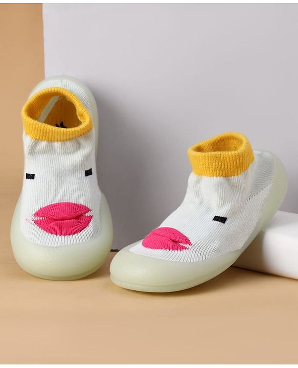Cute Walk by Babyhug Slip On Sock Shoes with Ducky Design - Light Blue