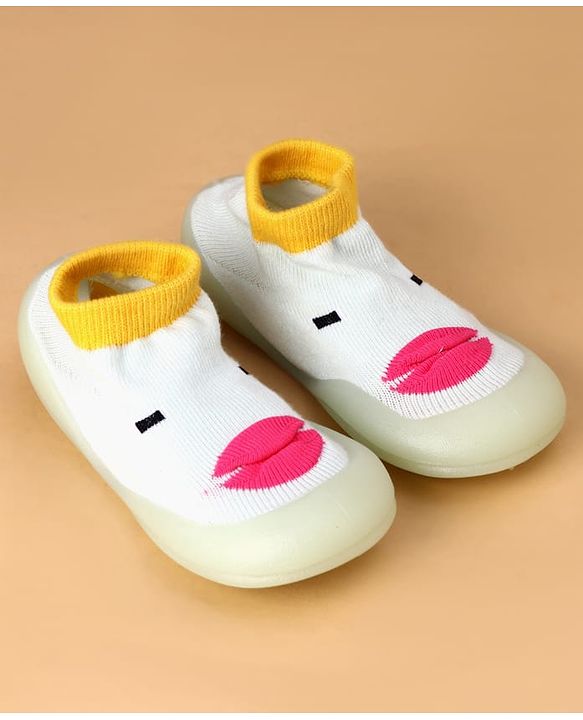 Cute Walk by Babyhug Slip On Sock Shoes with Ducky Design - Light Blue