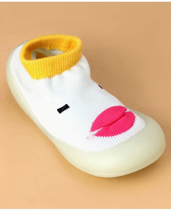 Cute Walk by Babyhug Slip On Sock Shoes with Ducky Design - Light Blue