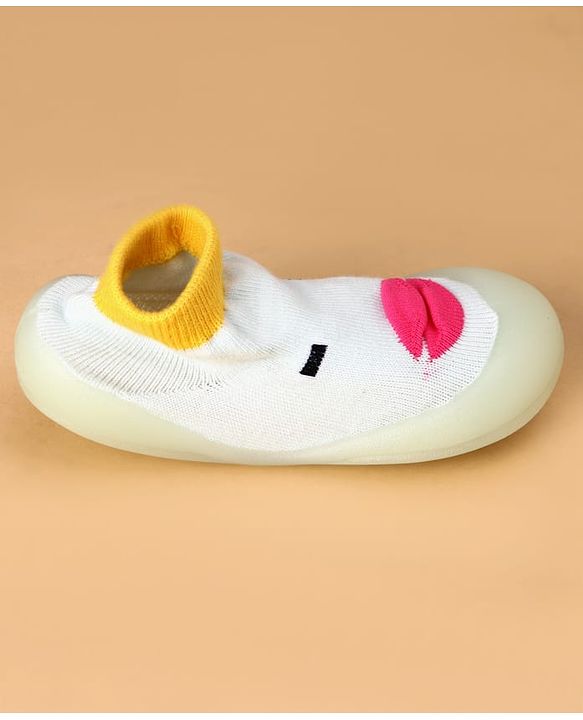 Cute Walk by Babyhug Slip On Sock Shoes with Ducky Design - Light Blue