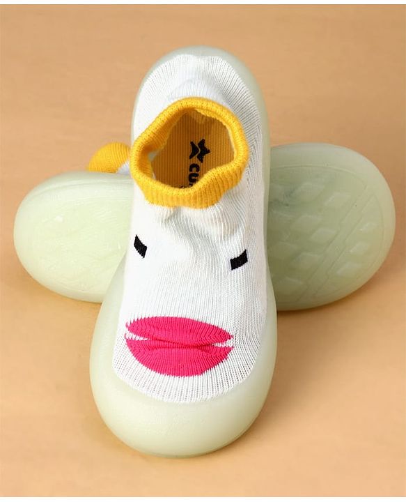 Cute Walk by Babyhug Slip On Sock Shoes with Ducky Design - Light Blue