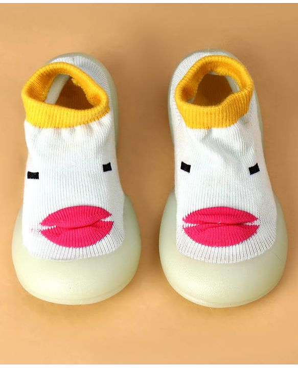 Cute Walk by Babyhug Slip On Sock Shoes with Ducky Design - Light Blue