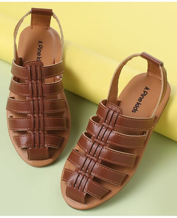 Pine Kids Back Strap Mojaris - Brown
