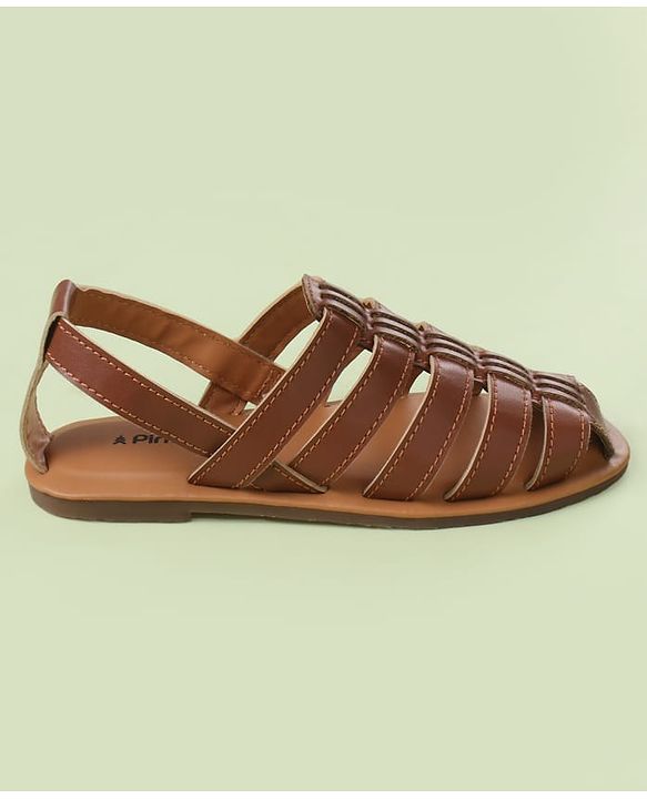 Pine Kids Back Strap Mojaris - Brown