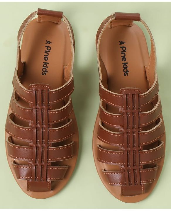 Pine Kids Back Strap Mojaris - Brown