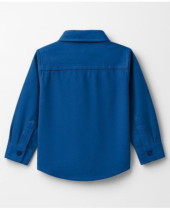 Babyhug Cotton Woven Full Sleeves Solid Shirt - Navy Blue