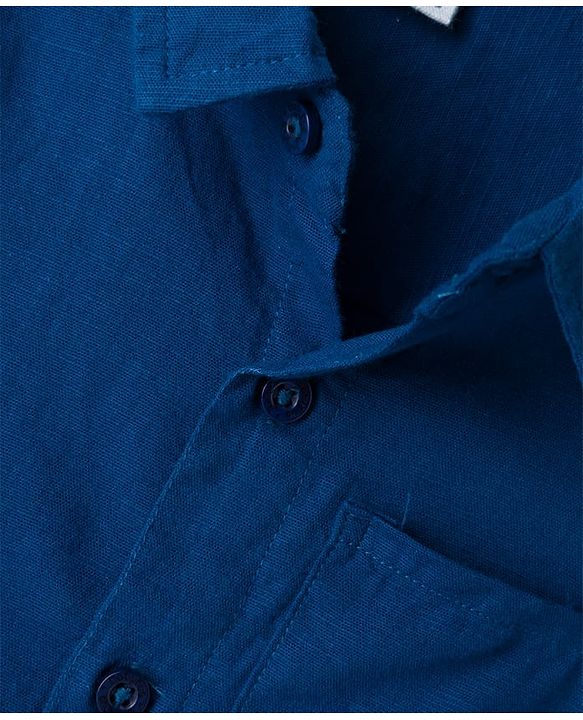 Babyhug Cotton Woven Full Sleeves Solid Shirt - Navy Blue