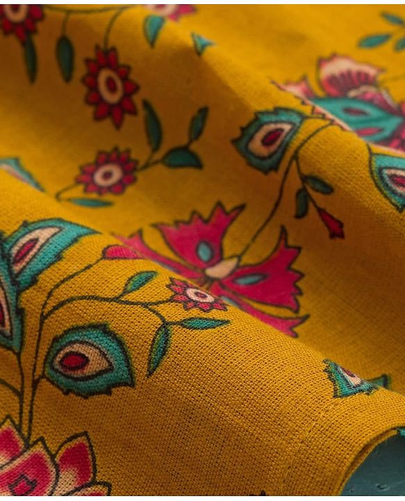 Pine Kids Cotton Woven Full Sleeves Kurta Pajama Set With Floral Print - Mustard