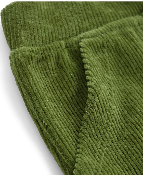 Babyhug Corduroy Knit Full Length Solid Color Pants with Pockets - Olive Green