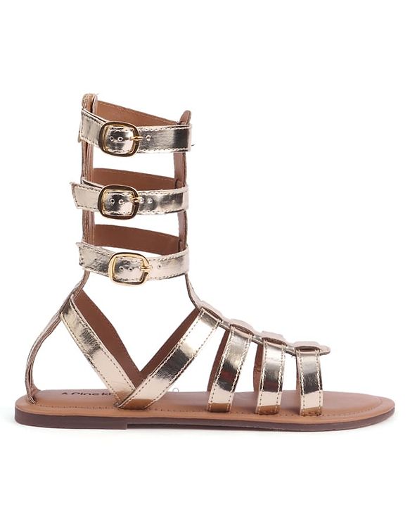 Pine Kids Gladiator Roman Zip Closure Sandals - Silver