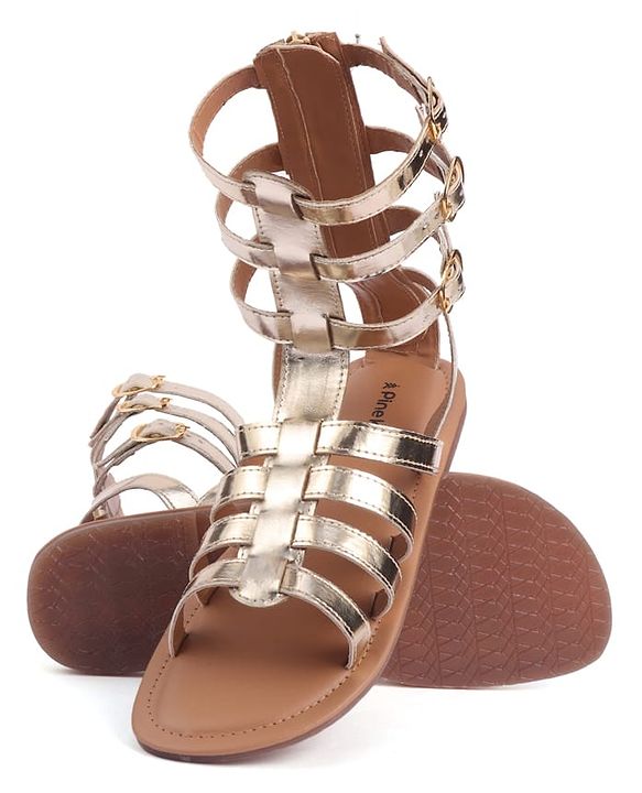 Pine Kids Gladiator Roman Zip Closure Sandals - Silver