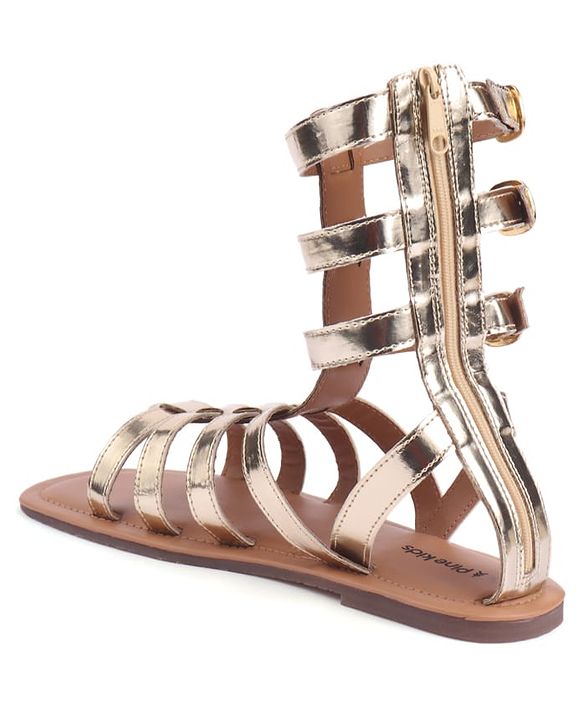 Pine Kids Gladiator Roman Zip Closure Sandals - Silver