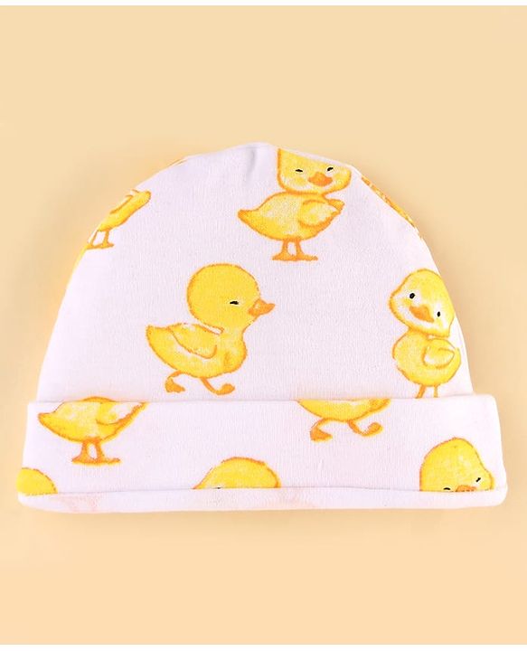 Babyhug 100% Cotton Knit Baby Gift Set With Duck Print - White