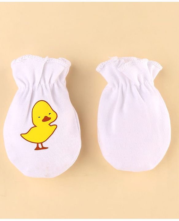 Babyhug 100% Cotton Knit Baby Gift Set With Duck Print - White