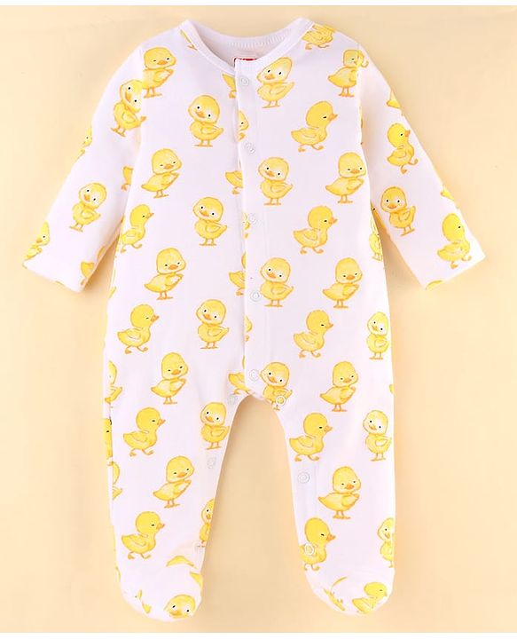 Babyhug 100% Cotton Knit Baby Gift Set With Duck Print - White