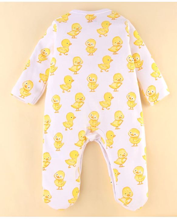 Babyhug 100% Cotton Knit Baby Gift Set With Duck Print - White