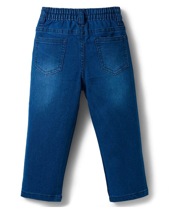 Babyhug Cotton Woven Full Sleeves Solid Color Shirt & Jeans Set - Red & Blue
