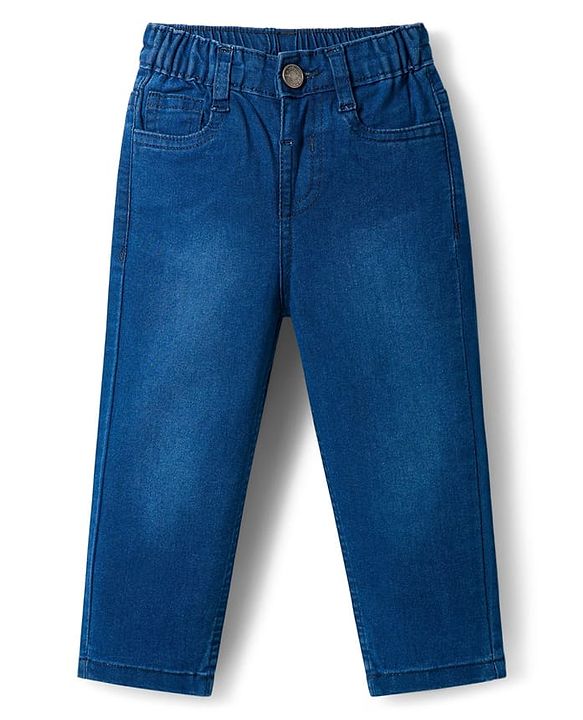 Babyhug Cotton Woven Full Sleeves Solid Color Shirt & Jeans Set - Red & Blue
