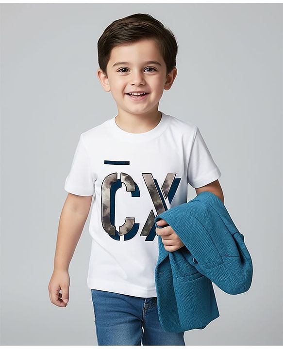 Babyhug Knit Full Sleeves Solid Blazer With Printed Tee - Teal Blue