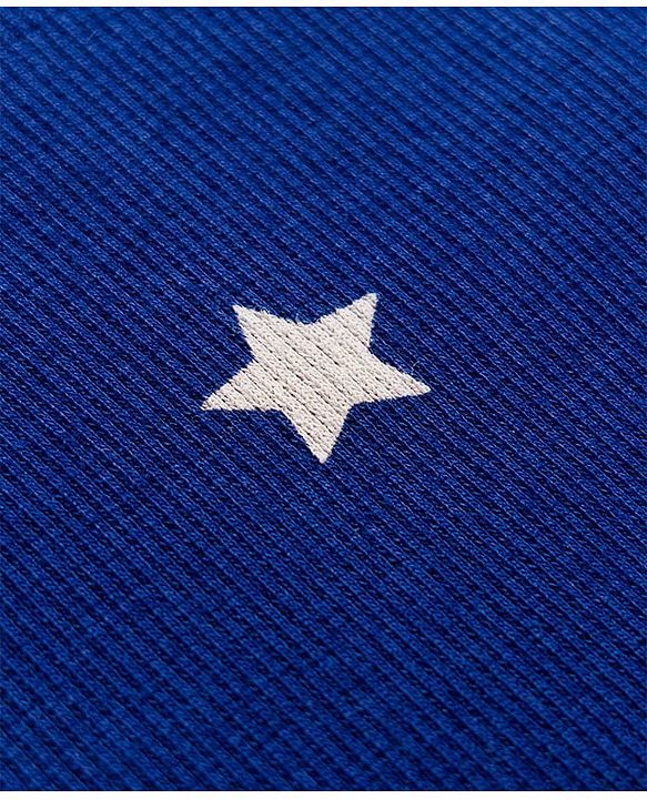 Babyhug Cotton Knit Full Sleeves Co-ords Night Suit With Star Print - Navy Blue