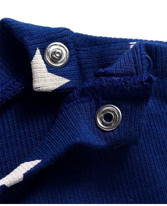 Babyhug Cotton Knit Full Sleeves Co-ords Night Suit With Star Print - Navy Blue