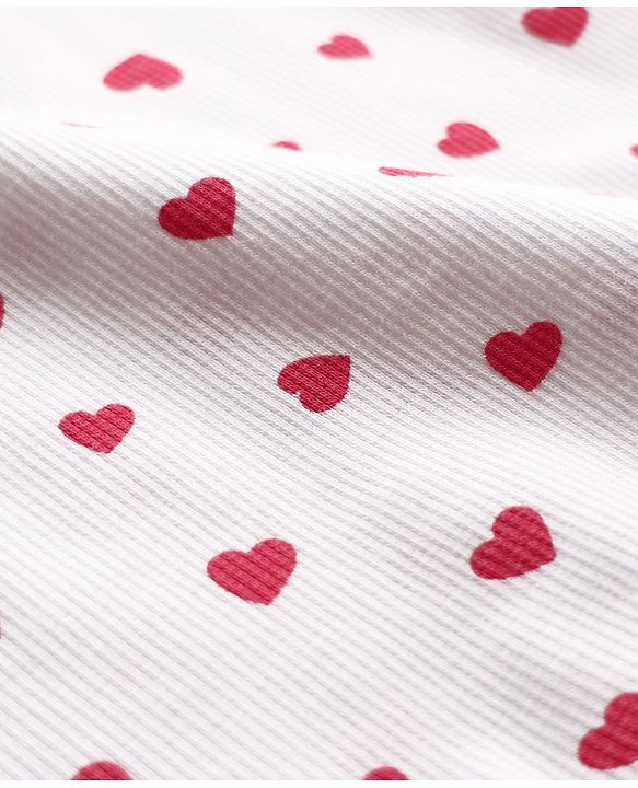 Babyhug Cotton Knit Full Sleeves Turtle Neck Winter T-Shirt with Heart Print - White