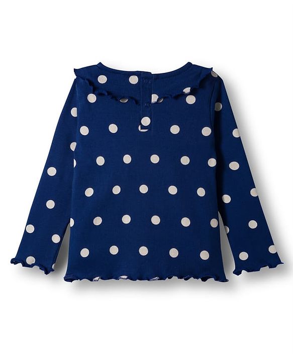 Babyhug Cotton Knit Full Sleeves Winter Wear Co-ords Night Suit With Polka Dot Print - Navy Blue