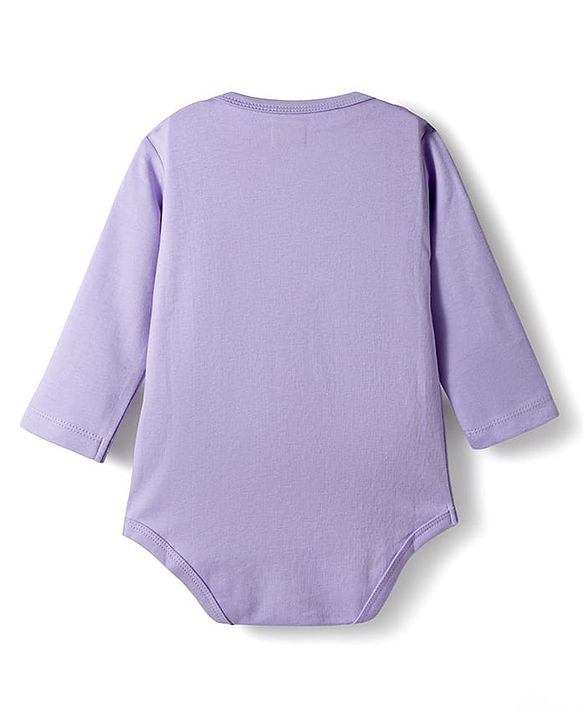 Babyhug 100% Cotton Knit Full Sleeves Onesie With Play Time Text Print - Purple