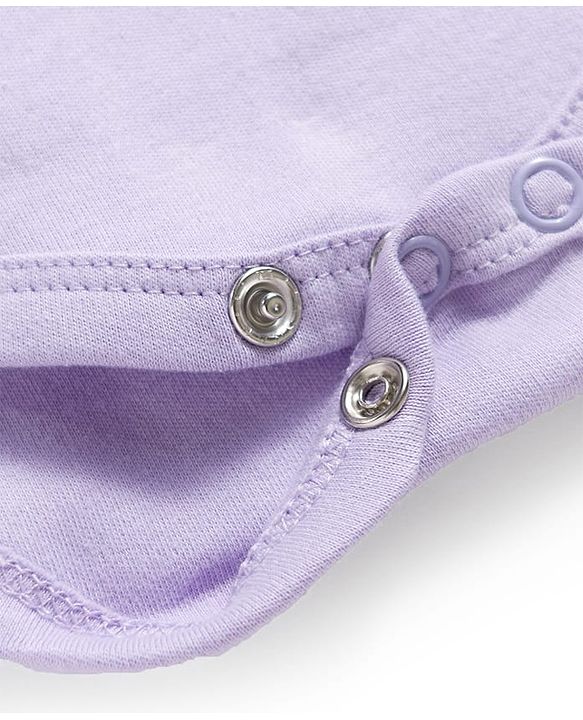 Babyhug 100% Cotton Knit Full Sleeves Onesie With Play Time Text Print - Purple