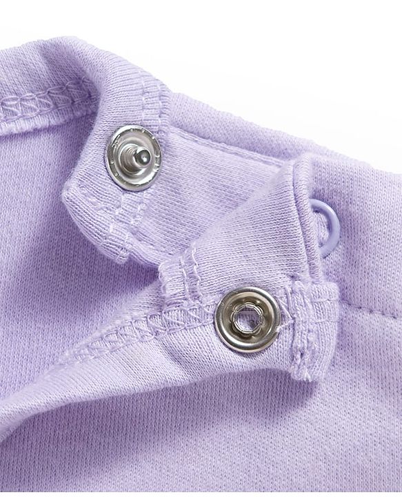 Babyhug 100% Cotton Knit Full Sleeves Onesie With Play Time Text Print - Purple