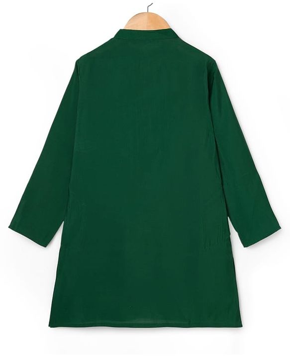 Pine Kids Woven Full Sleeves Kurta Pajama & Jacket Set with Stripes - Green