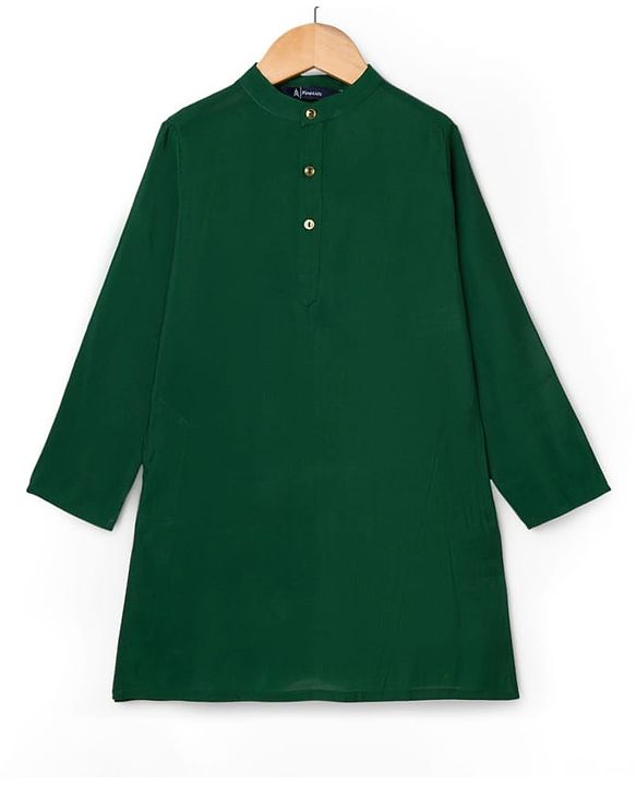 Pine Kids Woven Full Sleeves Kurta Pajama & Jacket Set with Stripes - Green