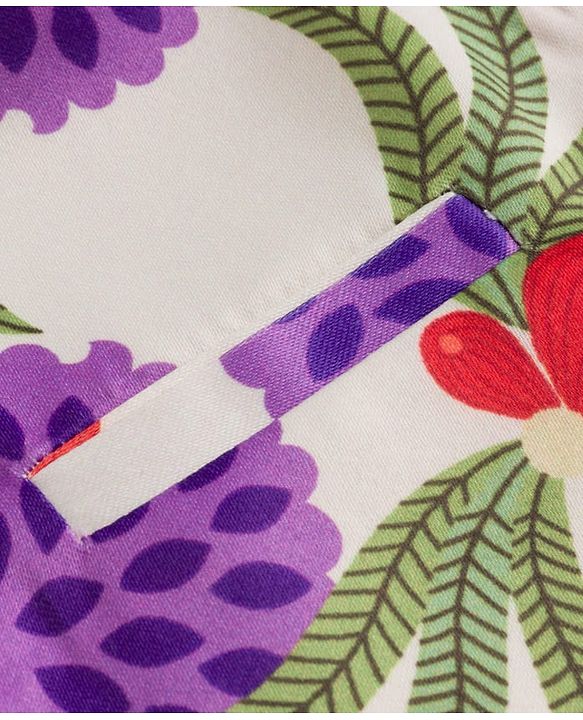 Pine Kids Woven Full Sleeves Kurta Pajama Set with Jacket & Tropical Theme Print - Purple